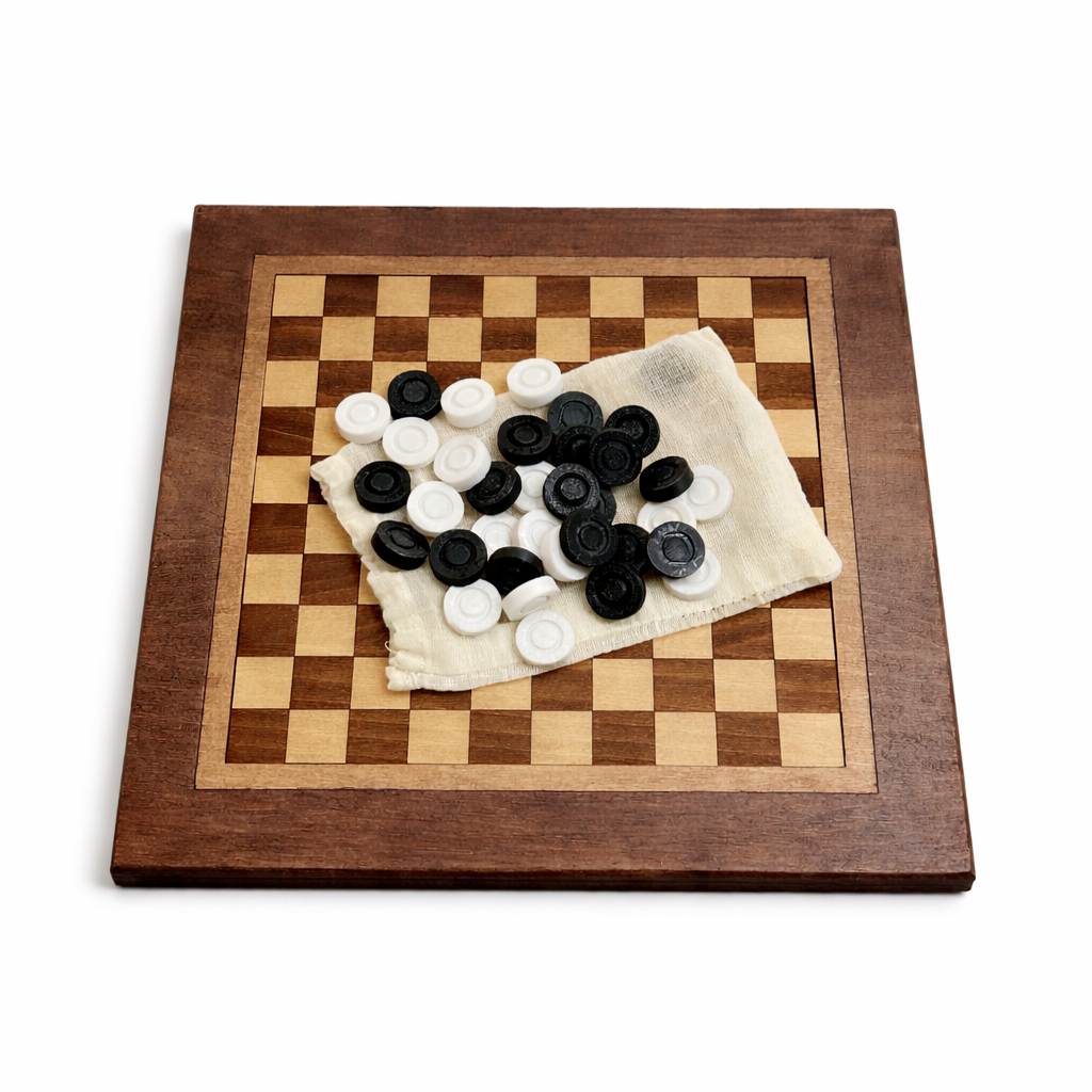 Jeu de dames en bois de hêtre massif  - Taille 25x25cm - 3Dvolution