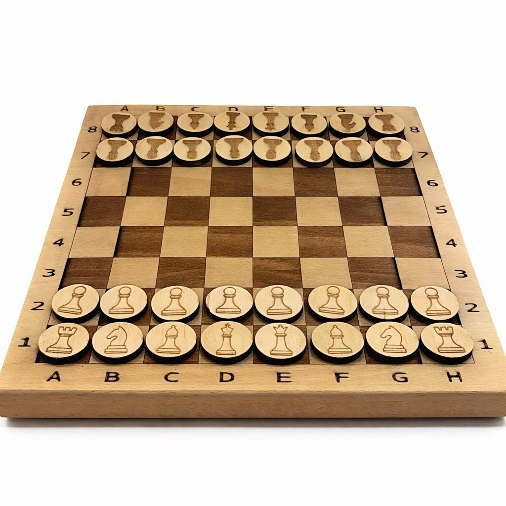 Jeu d'échecs en bois de hêtre massif - Taille 25x25cm - 3Dvolution