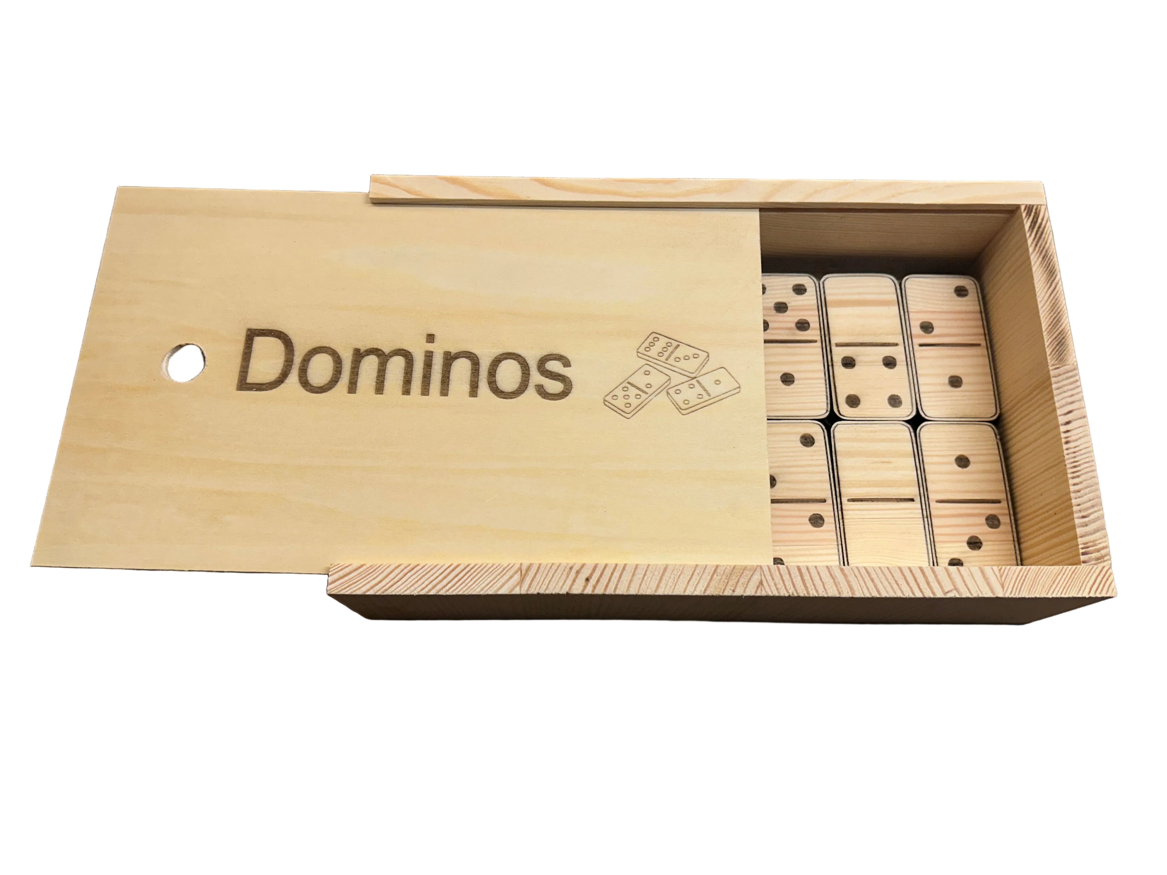 Jeu de dominos en bois de pin avec coffret et support - 3Dvolution