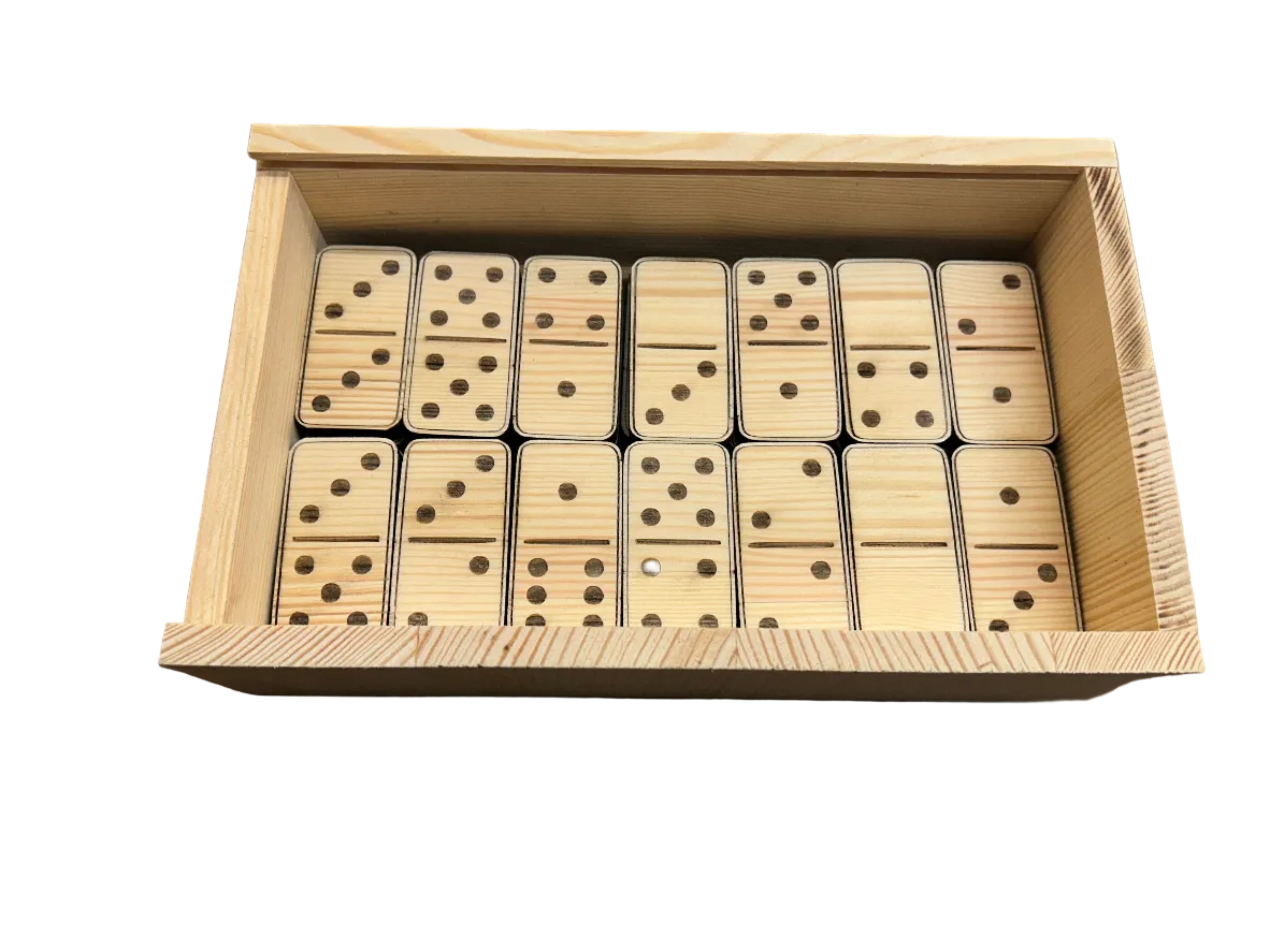 Jeu de dominos en bois de pin avec coffret et support - 3Dvolution