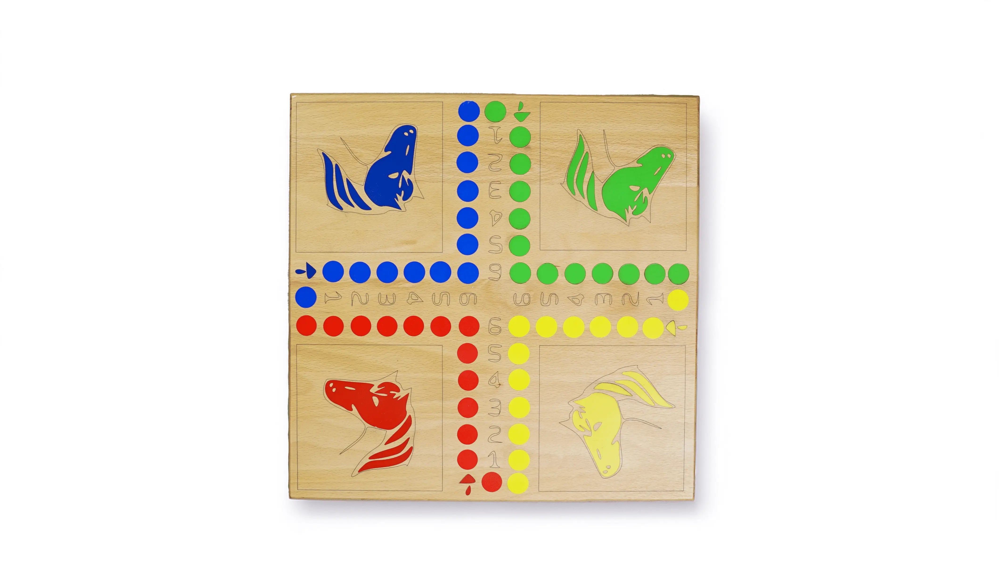 Jeu des petits chevaux en bois artisanal - Taille 38x38cm - 3Dvolution