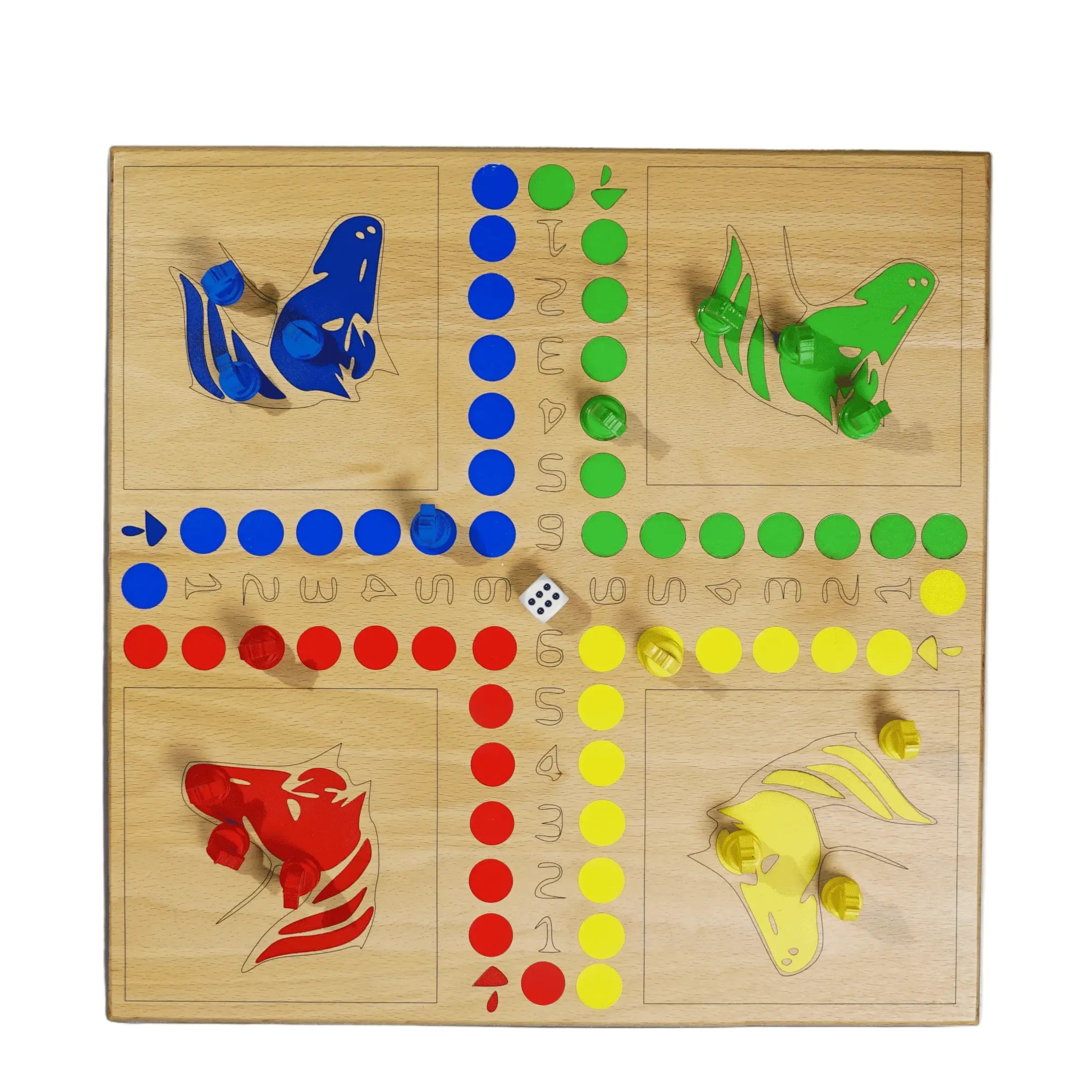 Jeu des petits chevaux en bois artisanal - Taille 38x38cm - 3Dvolution