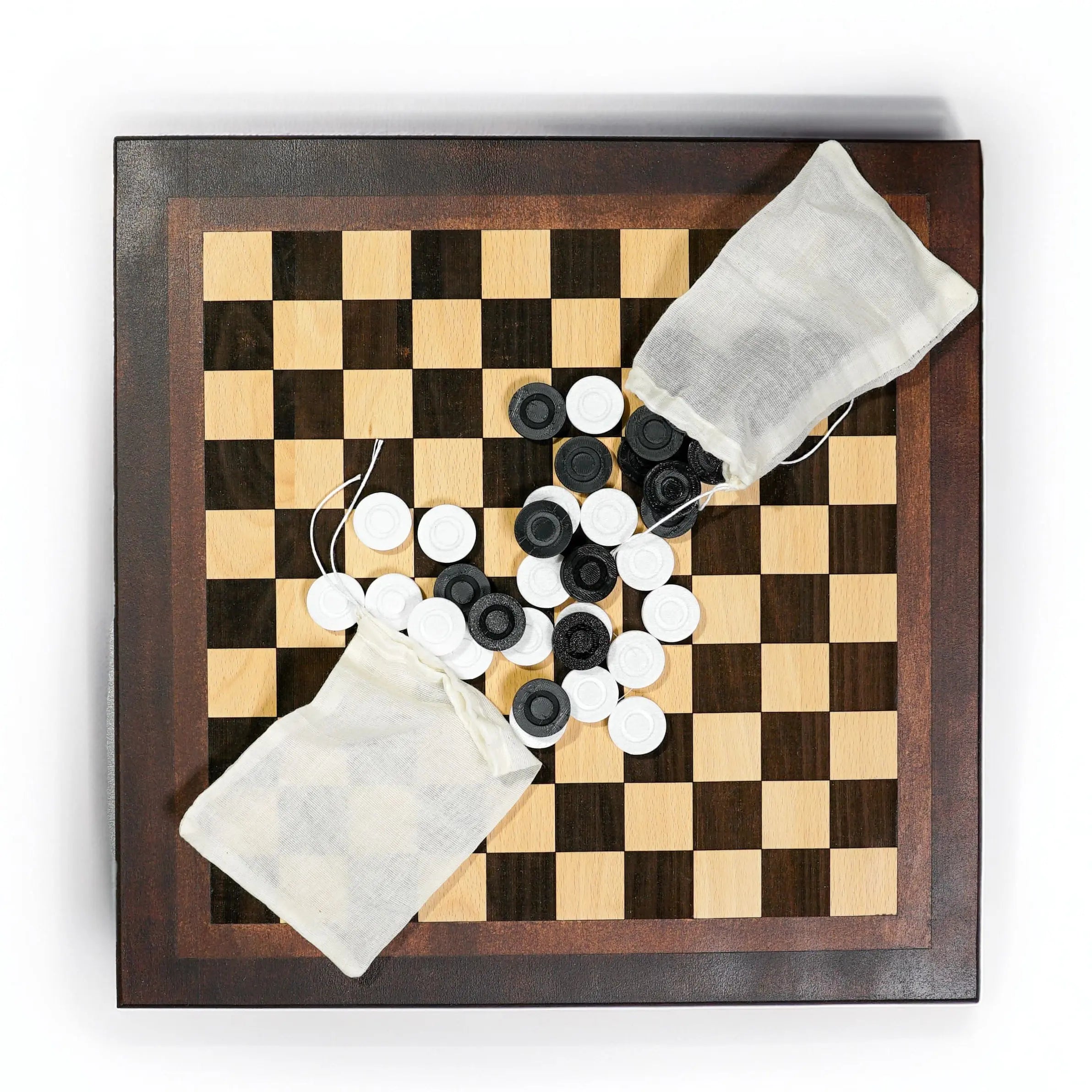 Jeu de dames en bois de hêtre massif – Plateau 38×38 cm - 3Dvolution