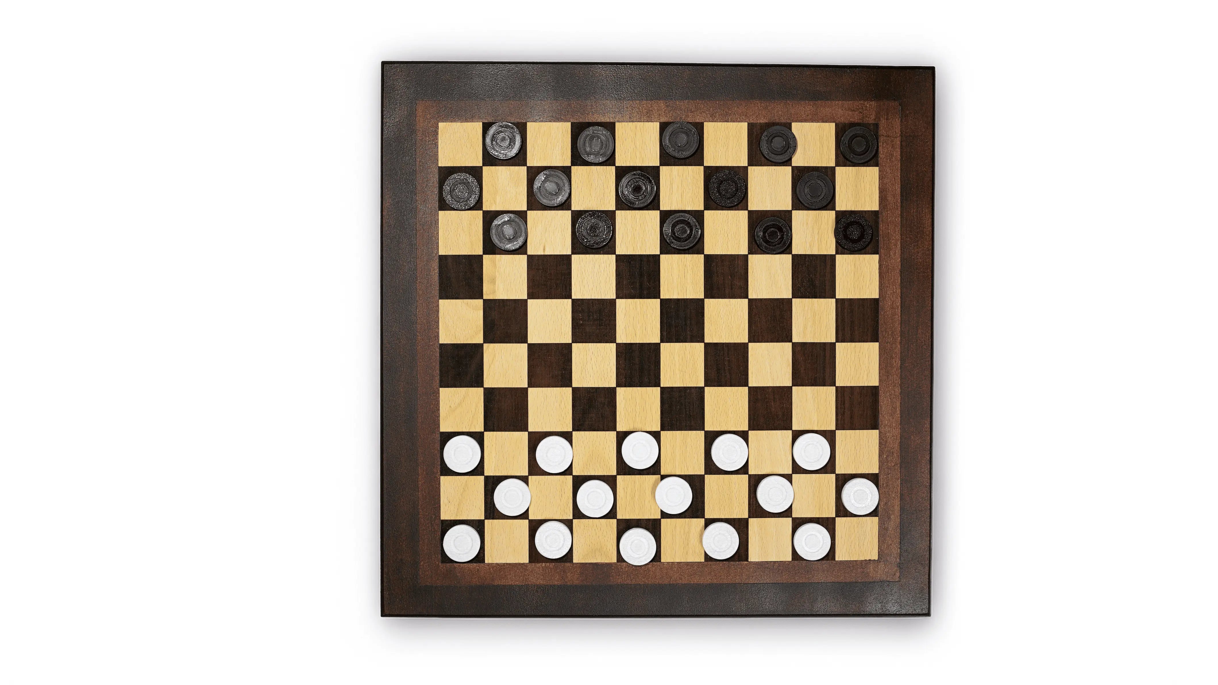 Jeu de dames en bois de hêtre massif – Plateau 38×38 cm - 3Dvolution