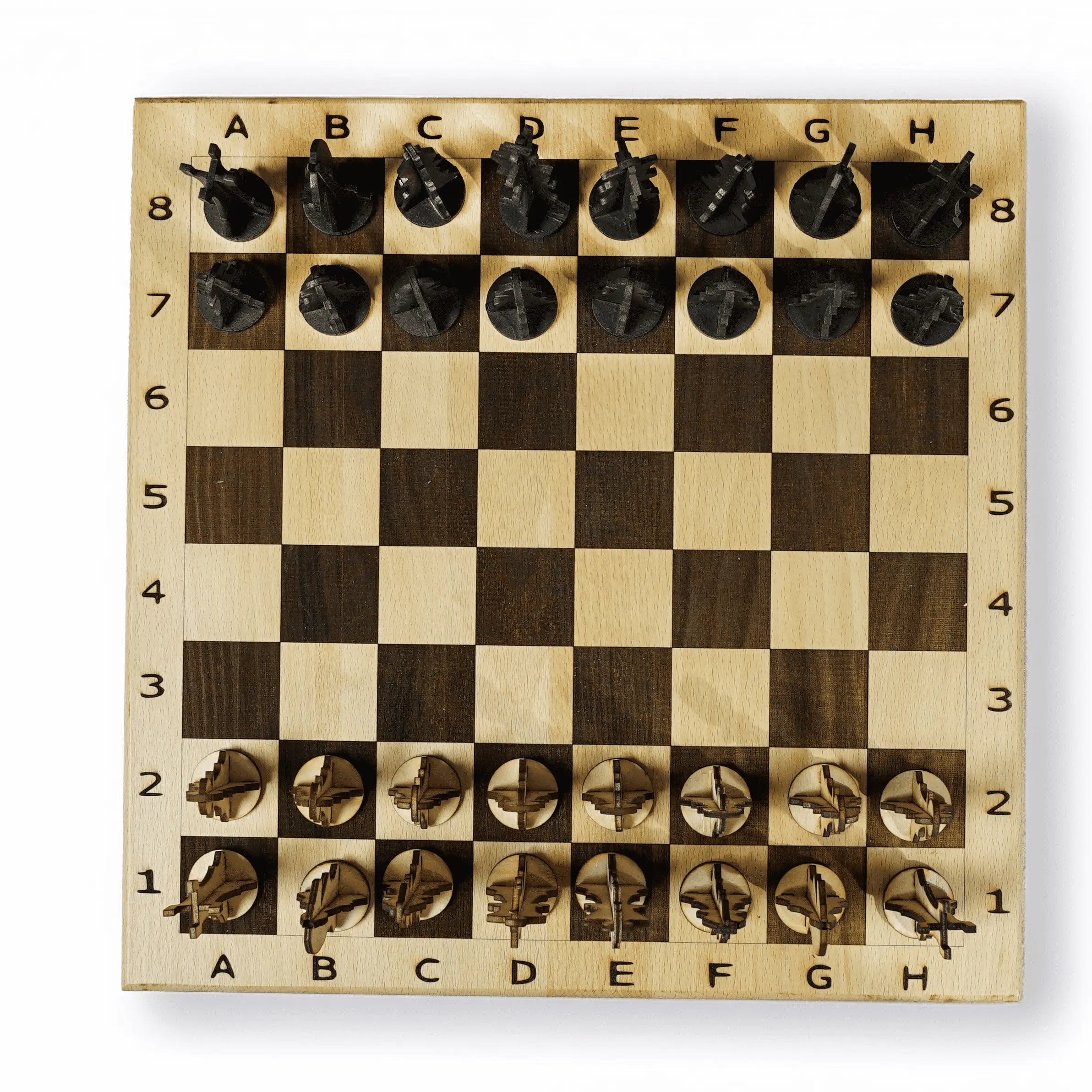 Jeu d'échecs en bois de hêtre massif – Plateau 38×38 cm - 3Dvolution